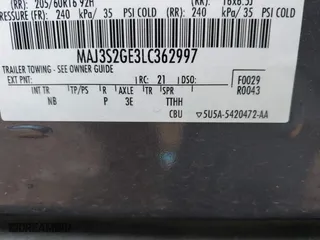2020 Ford EcoSport SE with VIN MAJ3S2GE3LC362997, listed as a IAAI auction lot 41913753 with 50,344 mi miles. Bid and sale history available at carsss.com. Image 9.