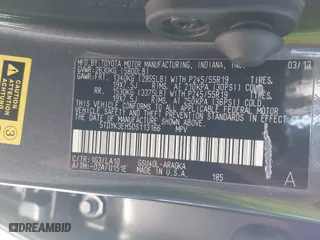 2013 Toyota Highlander Limited with VIN 5TDYK3EH5DS113166, listed as a IAAI auction lot 41791871 with 130,241 mi miles. Bid and sale history available at carsss.com. Image 9.
