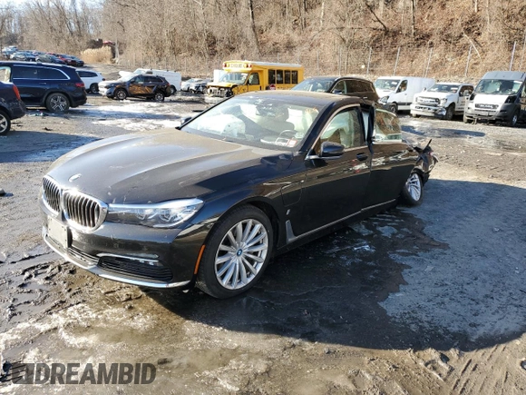 2018 BMW 7 Series 740e xDrive iPerformance with VIN WBA7J2C57JG938498, listed as a Copart auction lot 36909604 with 0 mi miles. Bid and sale history available at carsss.com. Image 1.
