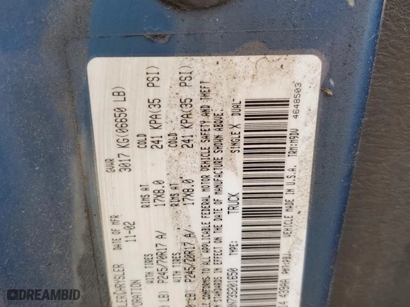 2003 Dodge Ram 1500 ST with VIN 1D7HU18N73S201650, listed as a Copart auction lot 49982585 with 0 mi miles and Salvage Title. Bid and sale history available at carsss.com. Image 12.