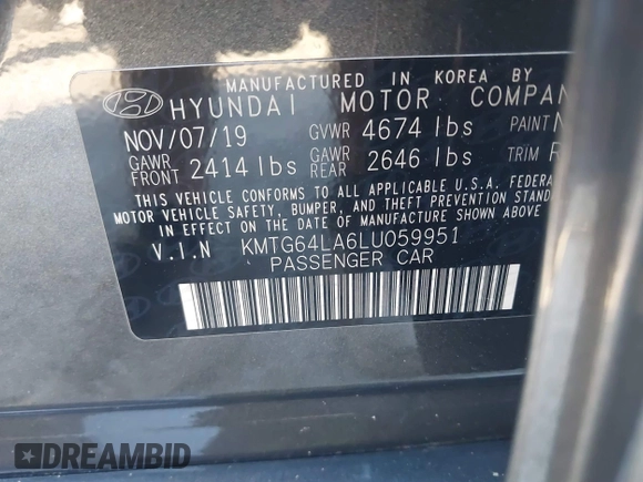 2020 Genesis G70 2.0T z VIN KMTG64LA6LU059951, wystawiony jako IAAI lot #41683671 z przebiegiem 43 852 mil mil oraz . Historia ofert i sprzedaży dostępna na DreamBid. Obrazek 9.