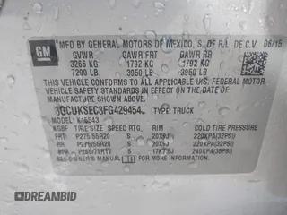 2015 Chevrolet Silverado 1500 LTZ with VIN 3GCUKSEC3FG429454, listed as a IAAI auction lot 41763577 with 134,503 mi miles. Bid and sale history available at carsss.com. Image 9.