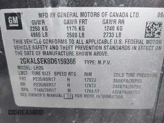 2013 GMC Terrain SLE with VIN 2GKALSEK8D6159366, listed as a IAAI auction lot 42095170 with 136,635 mi miles and . Bid and sale history available at DreamBid. Image 9.