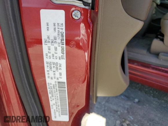 2014 Chrysler Town & Country Limited with VIN 2C4RC1GG6ER338880, listed as a Copart auction lot 50357515 with 110,163 mi miles and Salvage Title. Bid and sale history available at DreamBid. Image 13.