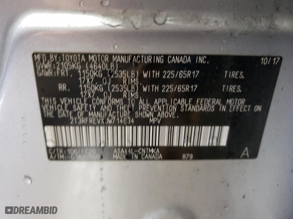 2018 Toyota RAV4 XLE with VIN 2T3RFREVXJW714634, listed as a Copart auction lot 79081164 with 53,689 mi miles and Salvage Title. Bid and sale history available at carsss.com. Image 13.