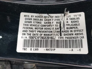 2016 Honda Civic Sedan EX-L with VIN 19XFC1F78GE201822, listed as a IAAI auction lot 41882529 with 142,589 mi miles. Bid and sale history available at carsss.com. Image 9.