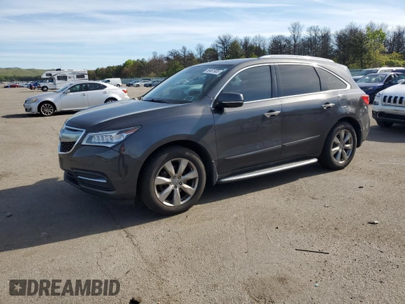 2014 Acura MDX Advance with VIN 5FRYD4H84EB047743, listed as a Copart auction lot 56461905 with 130,525 mi miles and Salvage title. Bid and sale history available at DreamBid. Image 1.