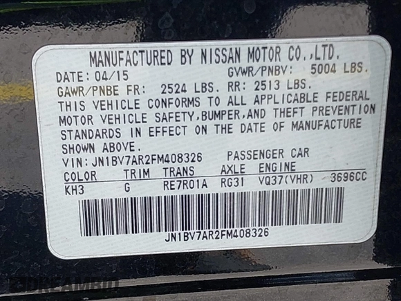 2015 Infiniti Q50 Premium with VIN JN1BV7AR2FM408326, listed as a IAAI auction lot 42580193 with 167,185 mi miles and . Bid and sale history available at DreamBid. Image 9.