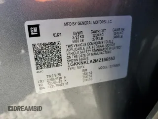 2021 GMC Acadia SLE with VIN 1GKKNKLA2MZ166553, listed as a Copart auction lot 49886505 with 43,241 mi miles and Salvage Title. Bid and sale history available at DreamBid. Image 14.