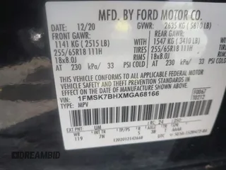 2021 Ford Explorer с VIN 1FMSK7BHXMGA68166, выставлен на аукционе IAAI как лот 42005801 с пробегом 56 100 миль миль и . История ставок и продаж доступна на DreamBid. Изображение 9.