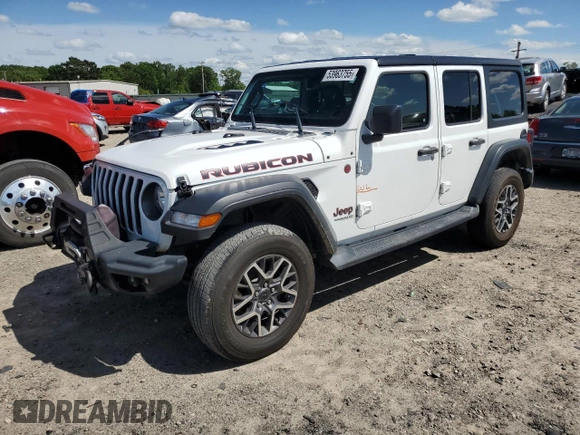 2018 Jeep Wrangler Unlimited Rubicon z VIN 1C4HJXFN3JW176213, wystawiony jako Copart lot #53963755 z przebiegiem 53 094 mil mil oraz Szkoda całkowita • Salvage title. Historia ofert i sprzedaży dostępna na DreamBid. Obrazek 1.