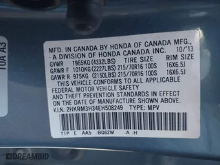 2014 Honda CR-V LX with VIN 2HKRM3H34EH508249, listed as a IAAI auction lot 41827471 with 219,581 mi miles. Bid and sale history available at carsss.com. Image 9.