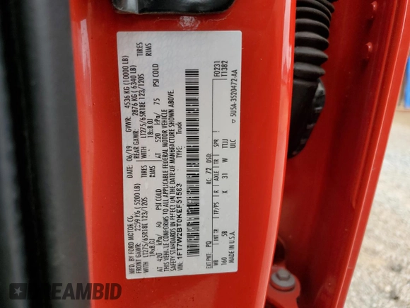 2019 Ford F-250 XL z VIN 1FT7W2BT0KEF51583, wystawiony jako Copart lot #40366853 z przebiegiem Nie podano mil oraz Szkoda całkowita • Salvage title. Historia ofert i sprzedaży dostępna na DreamBid. Obrazek 13.