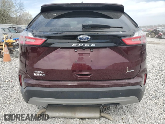 2021 Ford Edge SEL with VIN 2FMPK4J9XMBA02206, listed as a Copart auction lot 49513785 with 91,666 mi miles and Salvage Title. Bid and sale history available at carsss.com. Image 6.