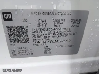 2021 Chevrolet Traverse LS with VIN 1GNERFKW1MJ261760, listed as a IAAI auction lot 41292945 with 73,537 mi miles. Bid and sale history available at carsss.com. Image 9.