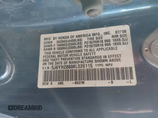 2006 Honda Element EX with VIN 5J6YH28606L026115, listed as a IAAI auction lot 41817686 with 207,828 mi miles and . Bid and sale history available at DreamBid. Image 9.