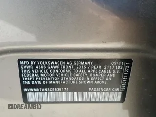 2012 Volkswagen CC Sport with VIN WVWMN7AN3CE535174, listed as a Copart auction lot 52951175 with 104,468 mi miles and Clean Title. Bid and sale history available at carsss.com. Image 12.