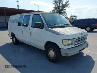 1999 Ford Econoline Cargo with VIN 1FTRE1428XHA20390, listed as a IAAI auction lot 41806875 with 207,954 mi miles. Bid and sale history available at carsss.com. Image 1.