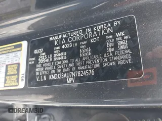 2022 Kia Soul X-Line with VIN KNDJ23AU7N7824576, listed as a IAAI auction lot 42010516 with 43,438 mi miles and . Bid and sale history available at DreamBid. Image 9.