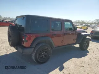 2021 Jeep Wrangler Unlimited Willys with VIN 1C4HJXDG4MW734322, listed as a Copart auction lot 50155775 with 45,963 mi miles and Salvage title. Bid and sale history available at DreamBid. Image 3.