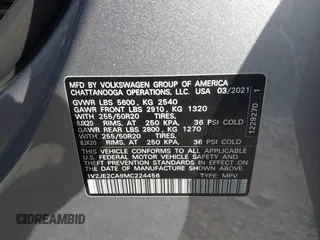 2021 Volkswagen Atlas SE with VIN 1V2JE2CA9MC224456, listed as a IAAI auction lot 41427604 with 24,803 mi miles and . Bid and sale history available at DreamBid. Image 9.