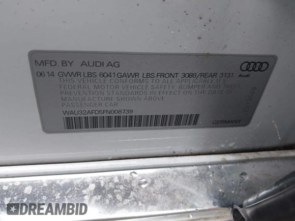 2015 Audi A8 4.0T с VIN WAU32AFD5FN008739, выставлен на аукционе IAAI как лот 42387612 с пробегом 94 893 миль миль и . История ставок и продаж доступна на DreamBid. Изображение 9.