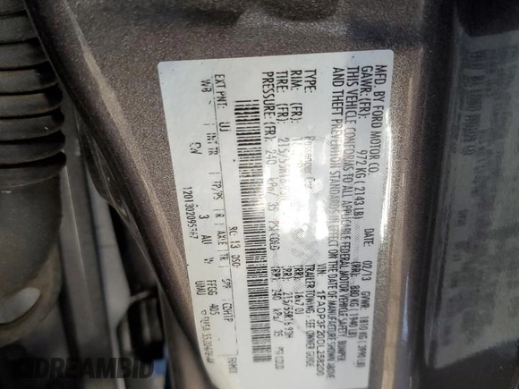2013 Ford Focus SE with VIN 1FADP3F20DL258200, listed as a Copart auction lot 89394285 with 0 mi miles and Salvage Title. Bid and sale history available at carsss.com. Image 12.