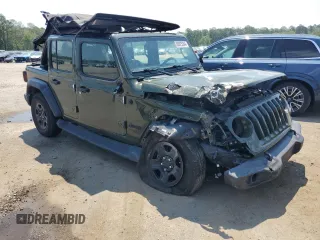 2021 Jeep Wrangler Unlimited Sport with VIN 1C4HJXDG6MW737612, listed as a Copart auction lot 60875264 with 29,220 mi miles and Salvage title. Bid and sale history available at DreamBid. Image 4.