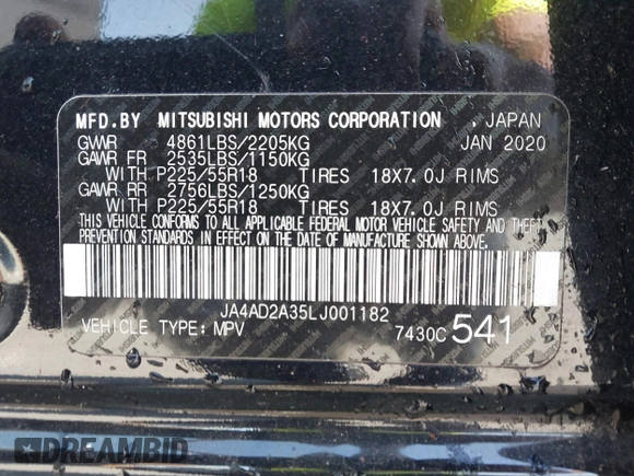 2020 Mitsubishi Outlander ES с VIN JA4AD2A35LJ001182, выставлен на аукционе IAAI как лот 42017800 с пробегом 26 771 миль миль и . История ставок и продаж доступна на DreamBid. Изображение 9.