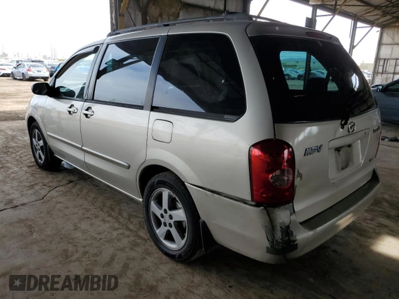 2002 Mazda MPV LX with VIN JM3LW28J520308795, listed as a Copart auction lot 50701835 with 181,086 mi miles and Salvage title. Bid and sale history available at DreamBid. Image 2.