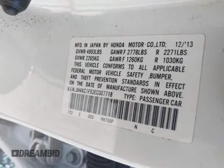 2014 Acura RLX Advance Pkg with VIN JH4KC1F93EC007718, listed as a IAAI auction lot 41622363 with 66,130 mi miles. Bid and sale history available at carsss.com. Image 9.