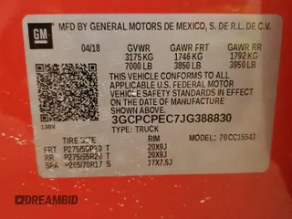 2018 Chevrolet Silverado 1500 Custom with VIN 3GCPCPEC7JG388830, listed as a Copart auction lot 78947194 with 81,508 mi miles and Salvage Title. Bid and sale history available at DreamBid. Image 12.