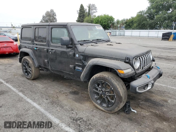 2024 Jeep Wrangler Sahara with VIN 1C4RJXP6XRW168603, listed as a Copart auction lot 59056565 with 5,625 mi miles and Non repairable. Bid and sale history available at DreamBid. Image 4.