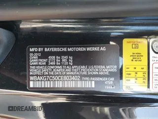 2012 BMW 3 Series 335i with VIN WBAKG7C50CE803402, listed as a IAAI auction lot 41531322 with 111,375 mi miles and . Bid and sale history available at DreamBid. Image 9.