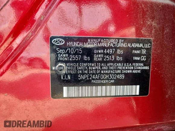 2016 Hyundai Sonata SE z VIN 5NPE24AF0GH302489, wystawiony jako Copart lot #56935185 z przebiegiem 121 767 mil mil oraz Szkoda całkowita • Salvage title. Historia ofert i sprzedaży dostępna na DreamBid. Obrazek 12.