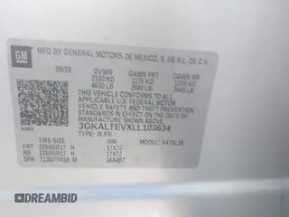 2020 GMC Terrain SLE with VIN 3GKALTEVXLL103634, listed as a IAAI auction lot 41587313 with 96,238 mi miles. Bid and sale history available at carsss.com. Image 9.