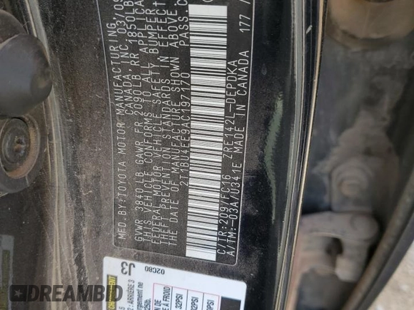 2010 Toyota Corolla z VIN 2T1BU4EE9AC197170, wystawiony jako Copart lot #64015795 z przebiegiem 113 607 mil mil oraz Szkoda całkowita • Salvage title. Historia ofert i sprzedaży dostępna na DreamBid. Obrazek 12.