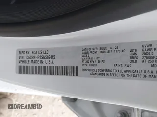 2025 Ram 1500 Limited z VIN 1C6SRFHP8SN582445, wystawiony jako IAAI lot #41884206 z przebiegiem 13 460 mil mil oraz . Historia ofert i sprzedaży dostępna na DreamBid. Obrazek 9.