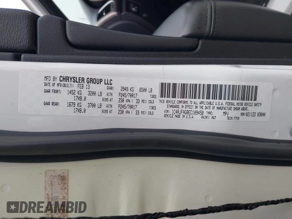 2014 Jeep Grand Cherokee Laredo with VIN 1C4RJFAG8EC109458, listed as a IAAI auction lot 41908466 with 59,427 mi miles. Bid and sale history available at carsss.com. Image 9.