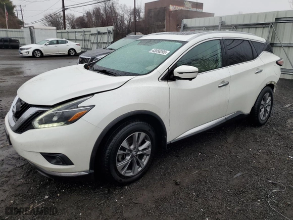2018 Nissan Murano Platinum with VIN 5N1AZ2MH5JN138414, listed as a Copart auction lot 43056295 with 75,900 mi miles and Salvage Title. Bid and sale history available at carsss.com. Image 1.