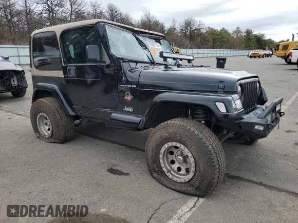 2002 Jeep Wrangler Sahara with VIN 1J4FA59S02P740550, listed as a Copart auction lot 47607795 with 182,187 mi miles and Salvage Title. Bid and sale history available at carsss.com. Image 4.