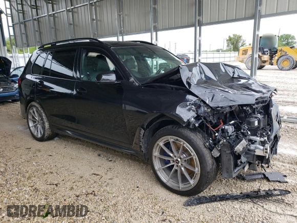 2020 BMW X7 M50i z VIN 5UXCX6C06LLE35455, wystawiony jako Copart lot #54965075 z przebiegiem Nie podano mil oraz Szkoda całkowita • Salvage title. Historia ofert i sprzedaży dostępna na DreamBid. Obrazek 4.