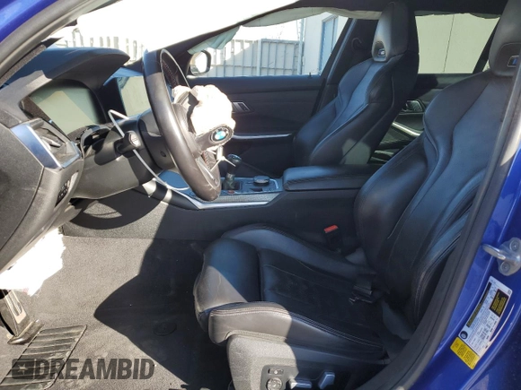 2021 BMW M3 with VIN WBS53AY07MFL43939, listed as a Copart auction lot 42085465 with 55,003 mi miles and Salvage title. Bid and sale history available at DreamBid. Image 7.