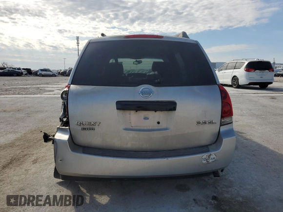 2004 Nissan Quest SE with VIN 5N1BV28U44N369591, listed as a Copart auction lot 86187734 with 250,755 mi miles and Salvage Title. Bid and sale history available at carsss.com. Image 6.