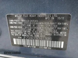 2012 Subaru Forester X Premium z VIN JF2SHADC5CH412689, wystawiony jako IAAI lot #42771071 z przebiegiem 143 409 mil mil oraz . Historia ofert i sprzedaży dostępna na DreamBid. Obrazek 9.