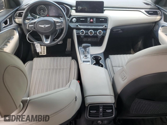 2023 Genesis G70 2.0T with VIN KMTG34TA4PU120566, listed as a Copart auction lot 53307455 with 31,933 mi miles and Salvage title. Bid and sale history available at DreamBid. Image 8.