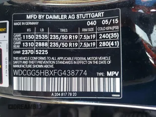 2015 Mercedes-Benz GLK 350 with VIN WDCGG5HBXFG438774, listed as a Copart auction lot 74397054 with 60,280 mi miles and Salvage Title. Bid and sale history available at DreamBid. Image 14.