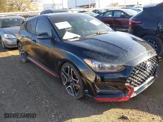2021 Hyundai Veloster N with VIN KMHT36AH3MU010222, listed as a IAAI auction lot 41754524 with 25,128 mi miles. Bid and sale history available at carsss.com. Image 1.