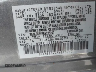 2024 Nissan Sentra S with VIN 3N1AB8BV6RY275240, listed as a IAAI auction lot 41691007 with 10,349 mi miles. Bid and sale history available at carsss.com. Image 9.