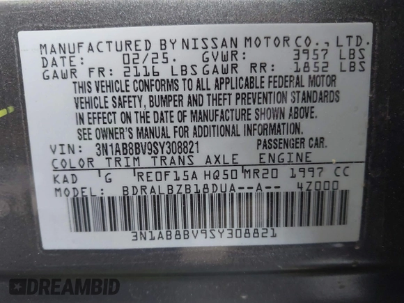 2025 Nissan Sentra S z VIN 3N1AB8BV9SY308821, wystawiony jako IAAI lot #42367623 z przebiegiem 2 098 mil mil oraz . Historia ofert i sprzedaży dostępna na DreamBid. Obrazek 9.